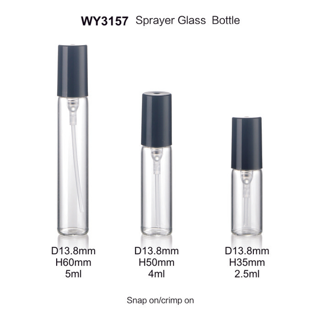 2.5ml 4ml 5ml Clear Perfume Sample Vials with Crimp on Plastic Sprayer