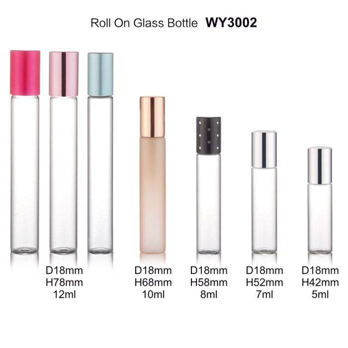5ml 7ml 8ml 10ml 12ml Clear Tube Glass Roller Bottles for Essential Oils