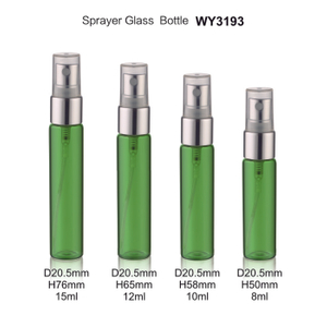 8ml 10ml 12ml 15ml Green Spraying Perfume Bottle with Shiny Silver Pump