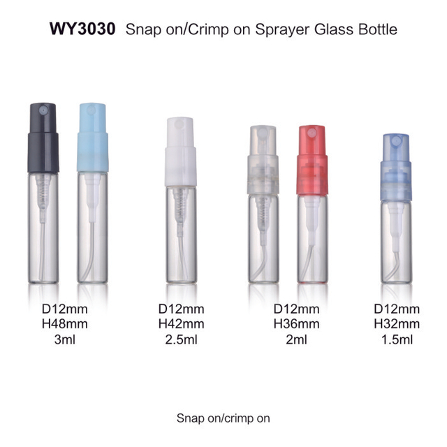 1.5ml 2ml 2.5ml 3ml Clear Tube Glass Bottle with Colored Sprayer for Mini Perfume Bottles 