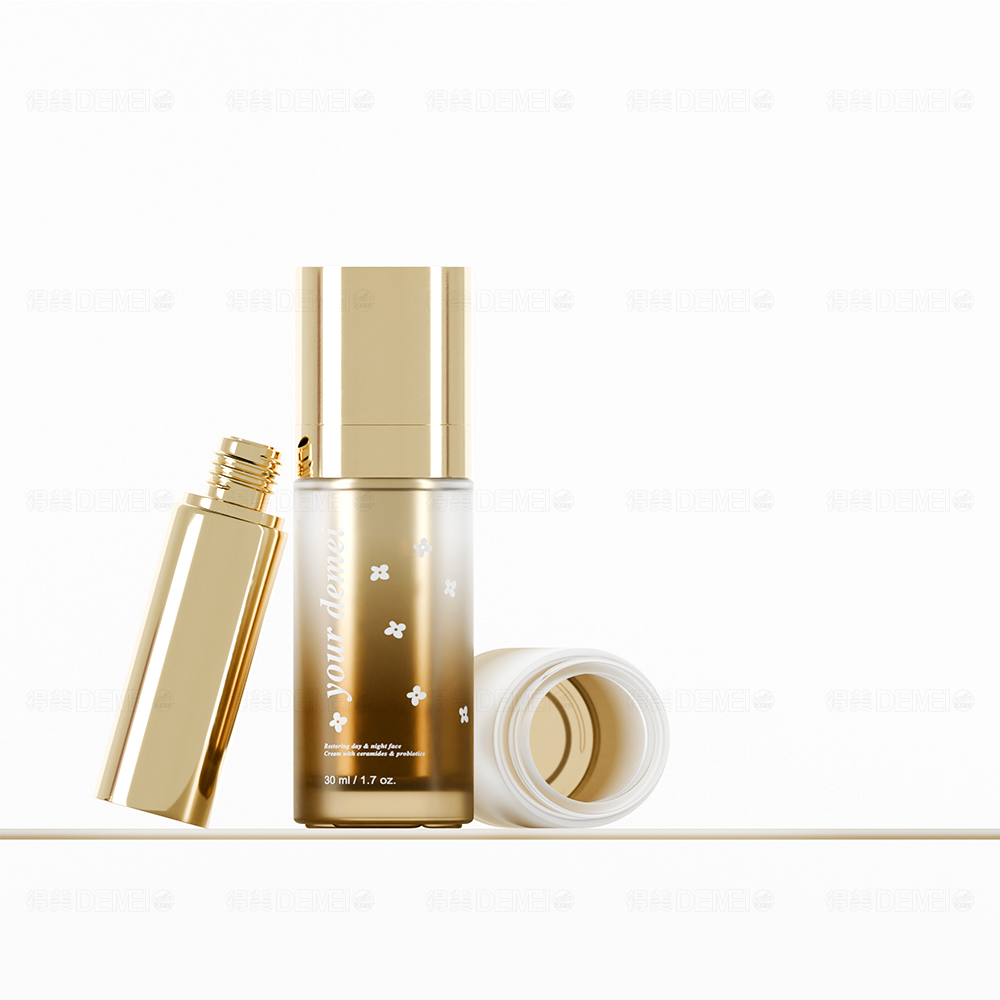 15ml 30ml 50ml Frosted Amber Glass Airless Pump Bottles for Serum And Recyclable Glass Bottls