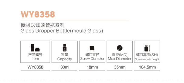 Square aluminium Comestic Dropper Bottle for Skincare