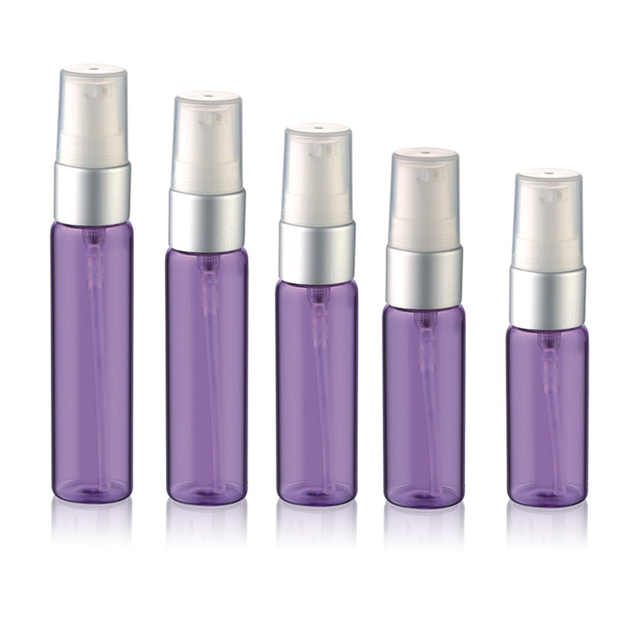 5ml 8ml 10ml 12ml 15ml Purple Tube Glass Bottle with Matte Silver Sprayer for Perfume