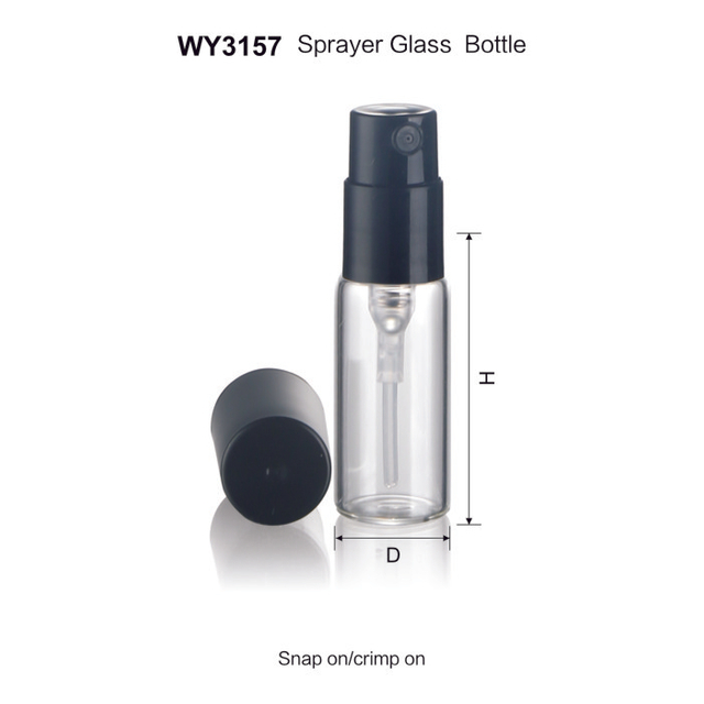 2.5ml 4ml 5ml Clear Perfume Sample Vials with Crimp on Plastic Sprayer