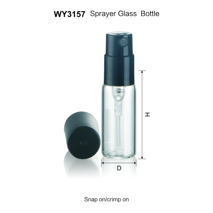 2.5ml 4ml 5ml Clear Perfume Sample Vials with Crimp on Plastic Sprayer
