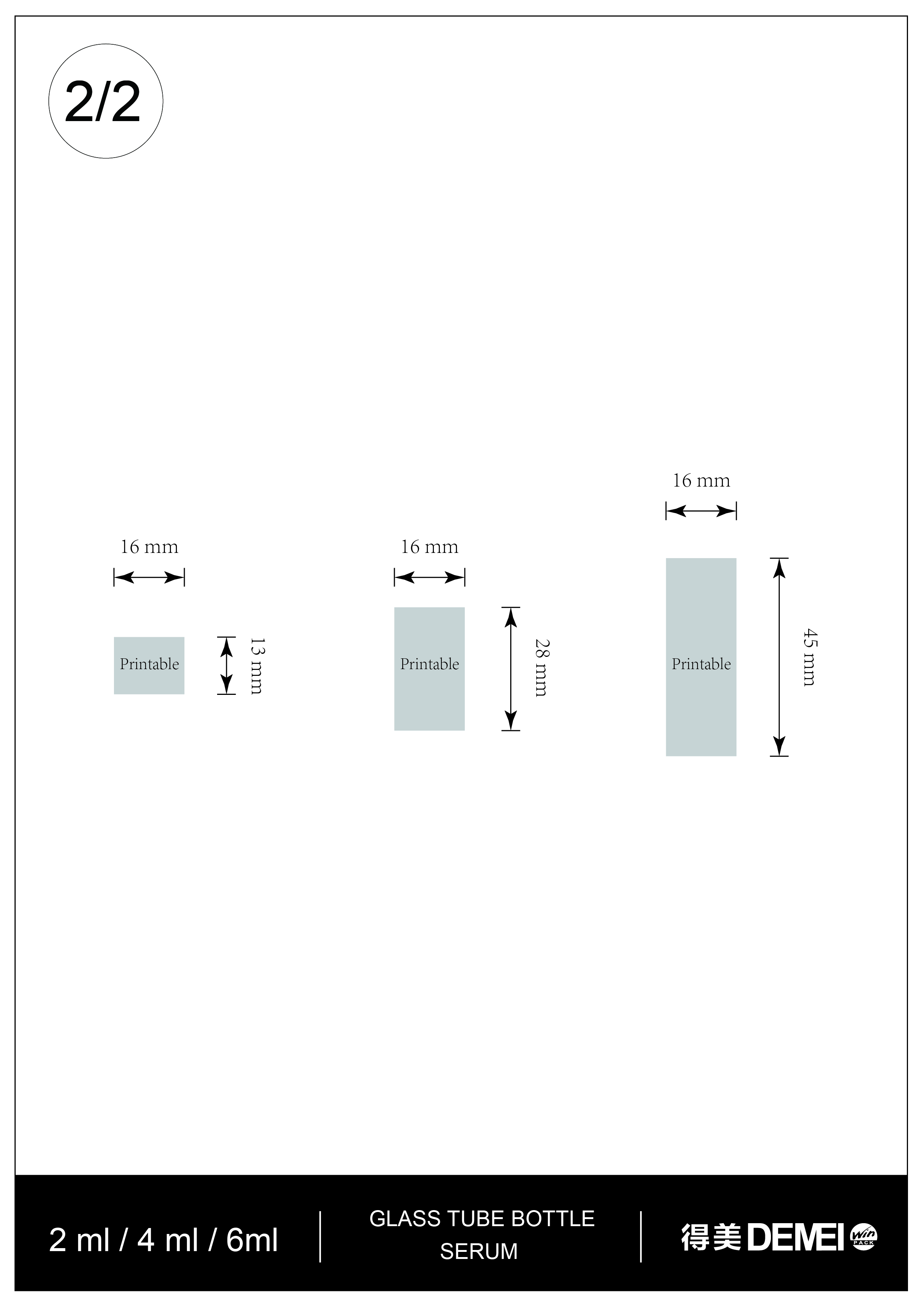 2ml 4ml 6ml Glass Tube Bottle for Serum