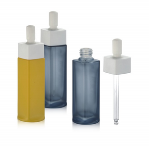 Square glass Cosmetic Dropper Bottle for packaging