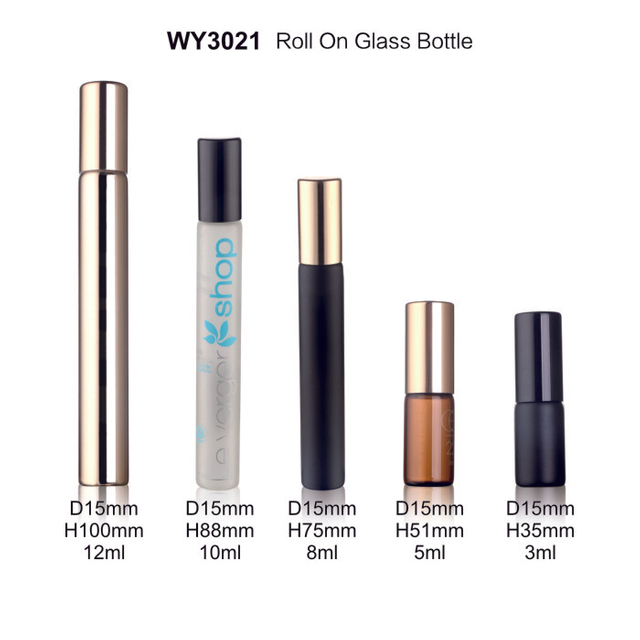 3ml 5ml 8ml 10ml 12ml Amber, Black, Shiny Golden Roller Bottles for Essential Oils And Serums
