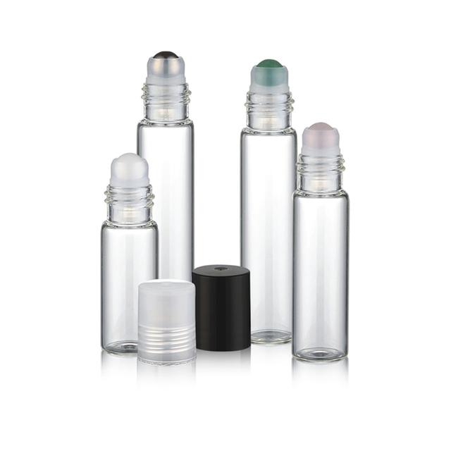 3ml 5ml 6ml 7ml 8ml Clear Roller Ball Bottles with Black Plastic Cap for Essential Oils