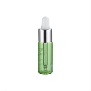 3ml 5ml 8ml 10ml Mini Green Round Glass Bottle with Shiny Silver Pump Dropper for Serum And Essential Oil