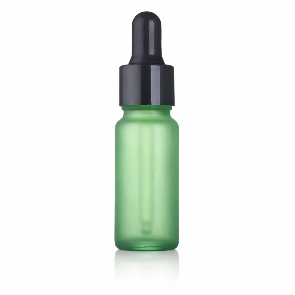 Frosted Green Glass Dropper Bottle