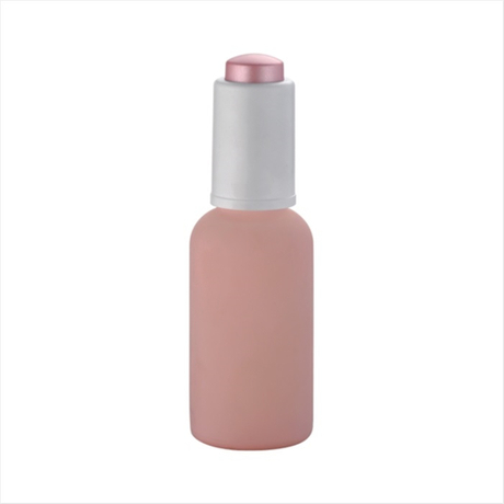 20ml 30ml 50ml Frosted Pink Cosmetic Glass Dropper Lotion Bottles with Shiny White Press Cap (1).jpg