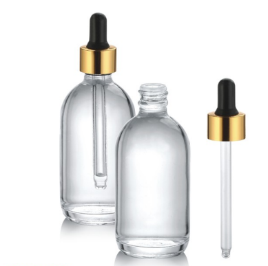 30ml Square Essential Oil Glass Bottle with Rubber Aluminum Collar for Cosmetic Packaging