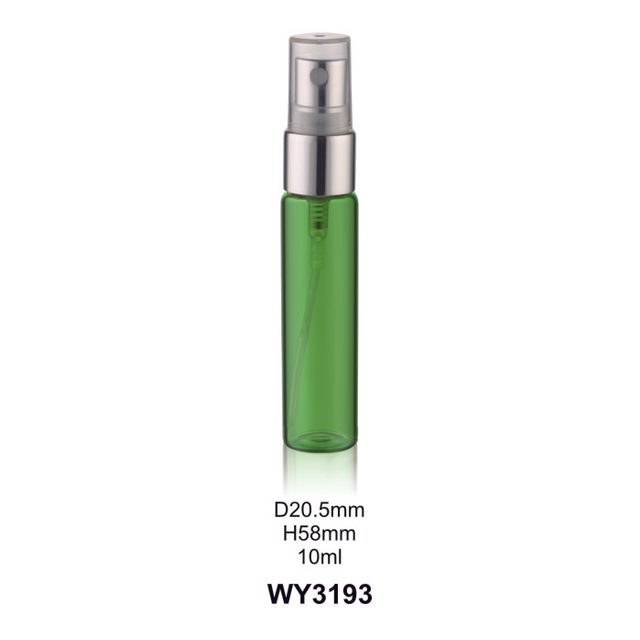 8ml 10ml 12ml 15ml Green Spraying Perfume Bottle with Shiny Silver Pump