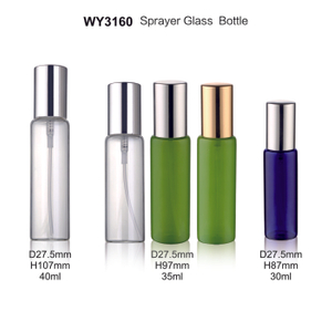 30ml 35ml 40ml Green Or Red Semi-transparent Tube Perfume Glass Bottle with Aluminium Sprayer for Perfume