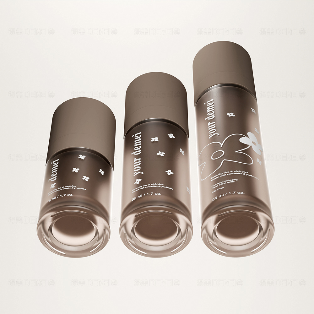 15ml 30ml 50ml Frosted Amber Glass Airless Pump Bottles for Serum And Recyclable Glass Bottls