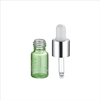 3ml 5ml 8ml 10ml Mini Green Round Glass Bottle with Shiny Silver Pump Dropper for Serum And Essential Oil