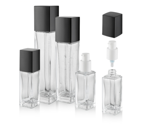 Large Size glass Cosmetic Bottle With Cap
