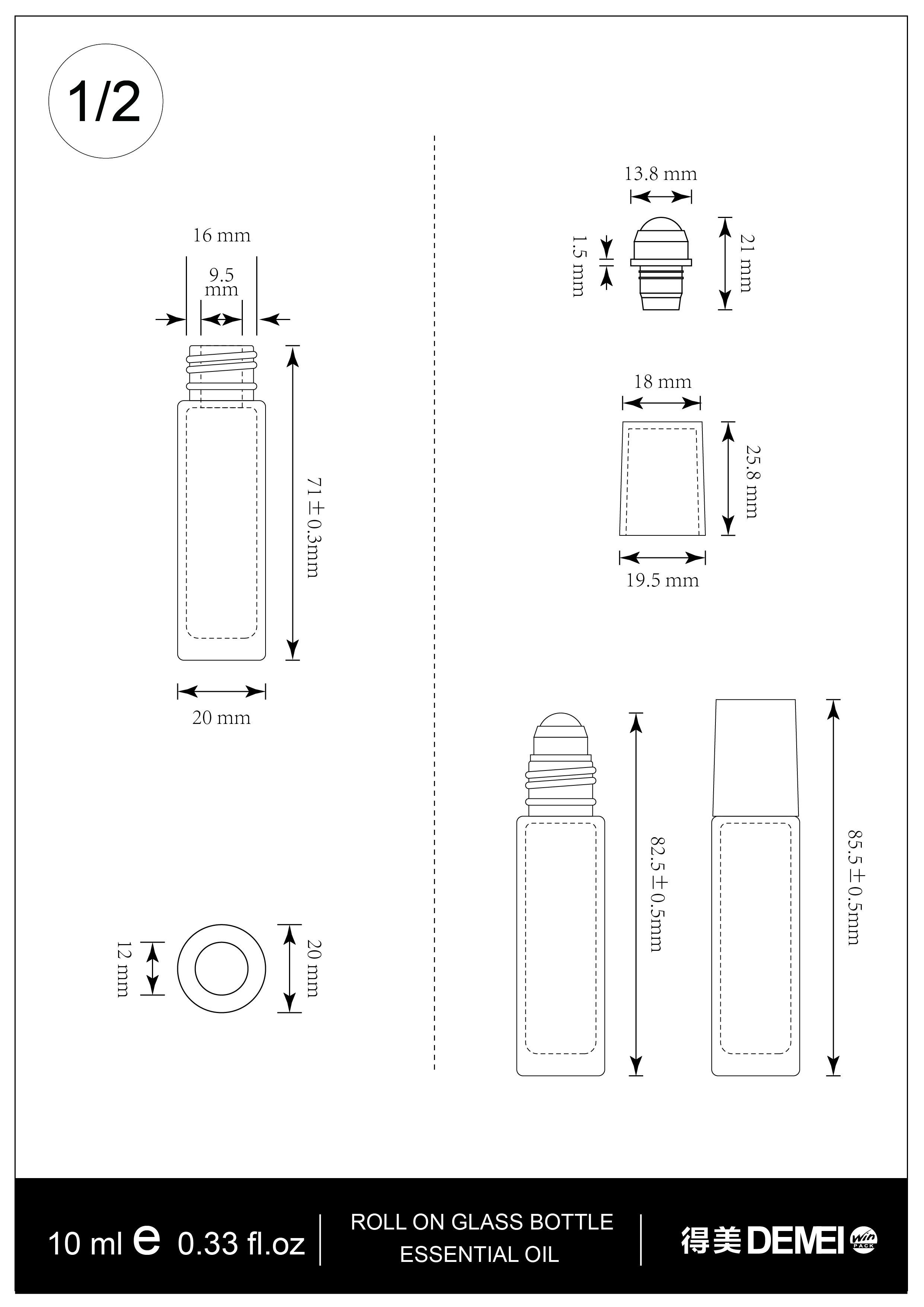10ml Glass Mould Roller Ball Bottle for Essential Oil