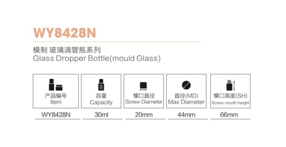 Transparent glass Comestic Dropper Bottle for filling