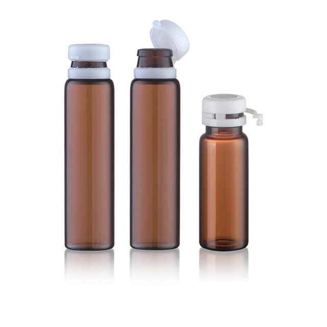 1ml 2ml 3ml 4ml 5ml 6ml Amber Tube Glass Bottle with Plastic Tear-off Lid for Cosmetic Packaging
