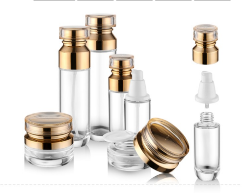 OEM Cosmetic Packaging Glass Bottles and Jars with lid travel use