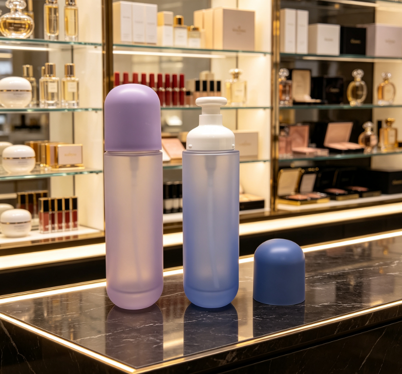 120ml Semi-transparent Matte Gradient Glass Lotion Pump Bottle Luxury Skincare Serum Dispenser Bottle