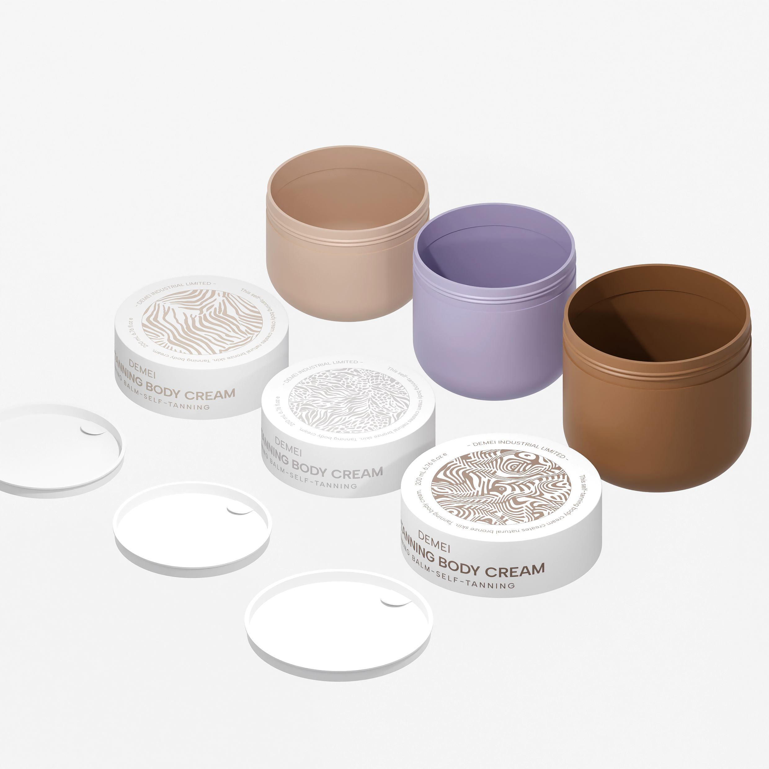 200ml 250ml 450ml PP Cosmetic Cream Jar With Lid For Self Tanning Balm