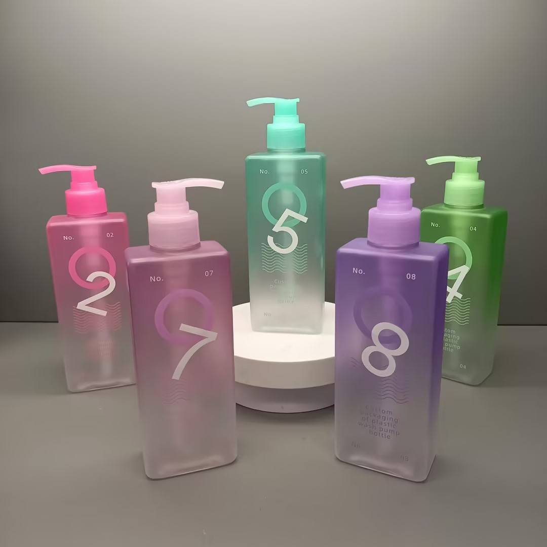 High Quality Customizable Logo 200ml Plastic Pet Square Shampoo Lotion Pump Bottle for Cosmetic Packaging