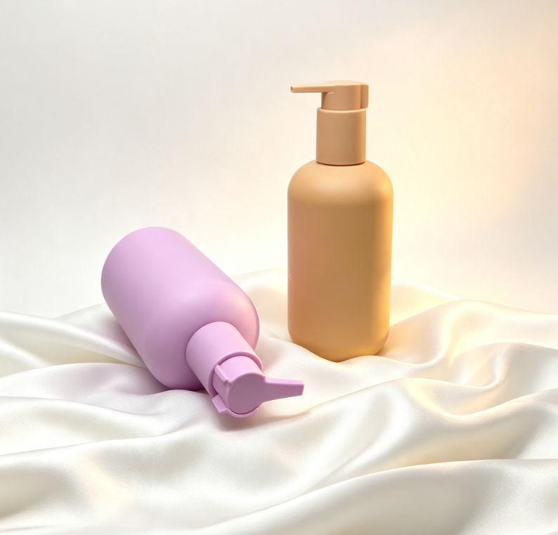 Matte Soft Touch HDPE Lotion Pump Bottle Refillable Round Plastic Bottle for Shampoo Conditioner Body Wash Custom Logo