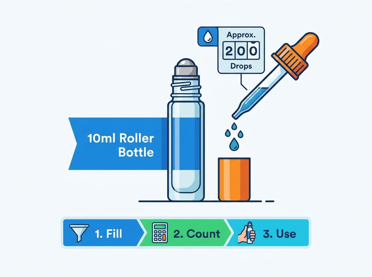 10ml glass roller bottles used for essential oil formulation