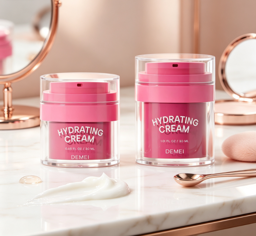 Luxury Airless Pump Cream Jar Hydrating Cream Container Custom Logo Cosmetic Moisturizer Face Cream Packaging